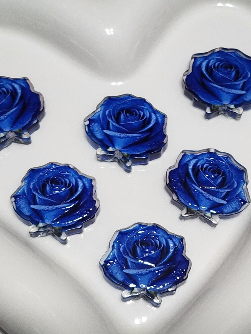 Blue Rose Beads 2 Pcs Focal Bead Beaded Pen Jewelry Making Charms Earrings